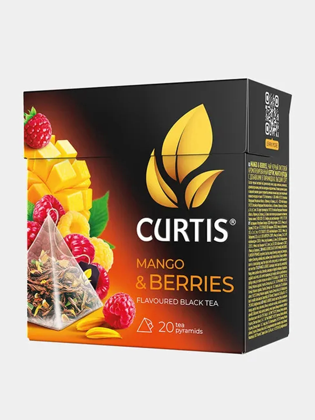 Чай черный CURTIS Mango&berries, с цедрой апельсина, манго и малиной, 20 пирамидок