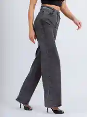 Серый женские джинсы широкие wide leg трубы палаццо
