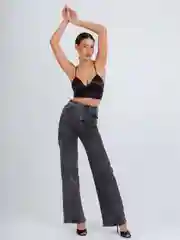 Серый женские джинсы широкие wide leg трубы палаццо