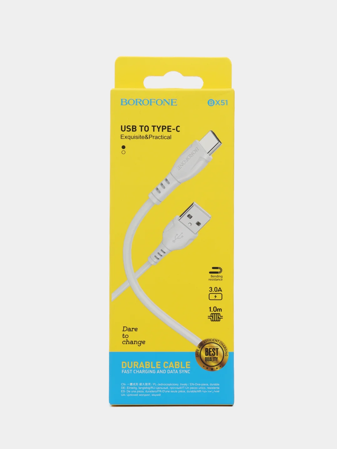Белый usb - кабель Type-C Borofone BX51 / Кабель для телефона тайпси