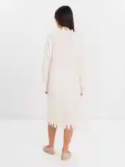 Молочный платье вязаное с бахромой oversize / платье-свитер оверсайз / платье трикотажное