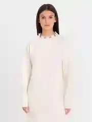 Молочный платье вязаное с бахромой oversize / платье-свитер оверсайз / платье трикотажное