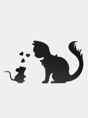 Панно настенное из дерева  Декор на стену для дома Кошка Мышка