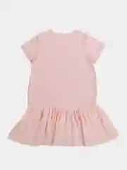 Розовый трикотажное платье для девочки, из хлопка с коротким рукавом