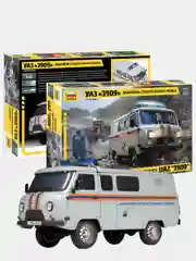 Желтый сборная модель УАЗ-3909 "Буханка", масштаб автомобиля 1:43, пластик КИТ машина