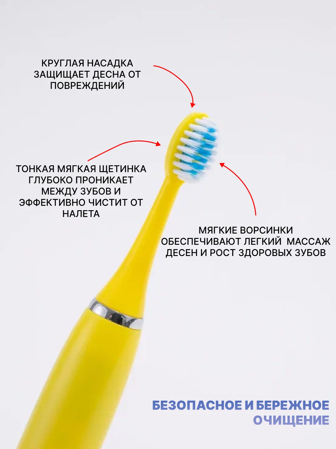 Желтый детская электрическая зубная щетка, 5 насадок в комплекте