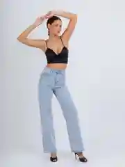 Голубой женские джинсы широкие wide leg трубы палаццо