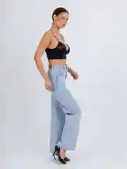 Голубой женские джинсы широкие wide leg трубы палаццо