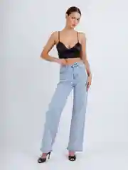 Голубой женские джинсы широкие wide leg трубы палаццо