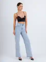 Голубой женские джинсы широкие wide leg трубы палаццо