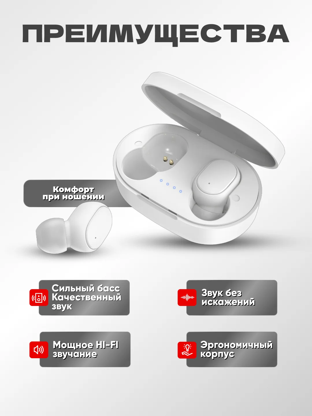 Белый наушники Беспроводные  MiPods A6S   Bluetooth