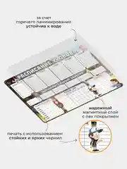 Коричневый магнитное расписание уроков и дополнительных занятий с поверхностью "Пиши-стирай"