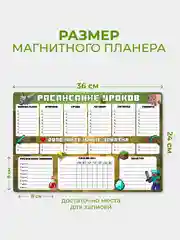 Лесной зеленый магнитное расписание уроков и дополнительных занятий с поверхностью "Пиши-стирай"
