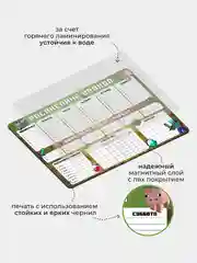 Лесной зеленый магнитное расписание уроков и дополнительных занятий с поверхностью "Пиши-стирай"