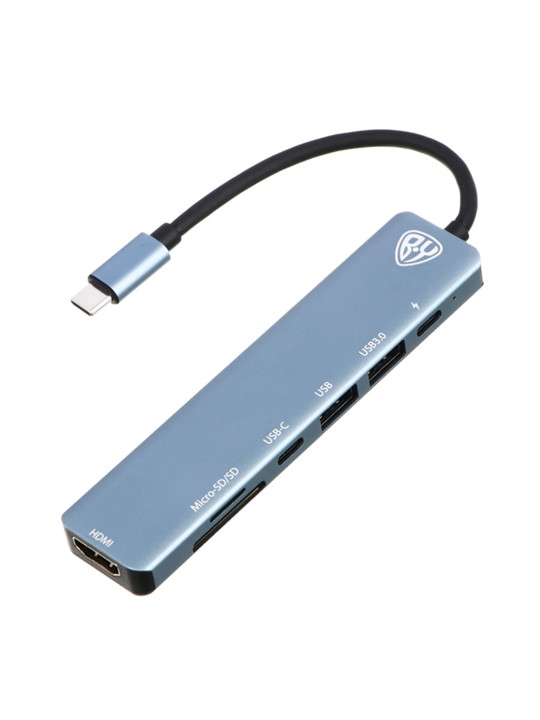 USB-концентратор 7 В 1, USB-C INPUT 65 W, HDMI 4K, USB-A 3.0, USB-A 2.0,USB-C,MICRO-SD, SD