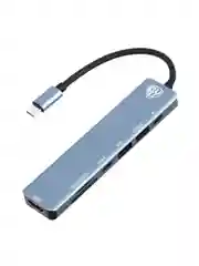 USB-концентратор 7 В 1, USB-C INPUT 65 W, HDMI 4K, USB-A 3.0, USB-A 2.0,USB-C,MICRO-SD, SD