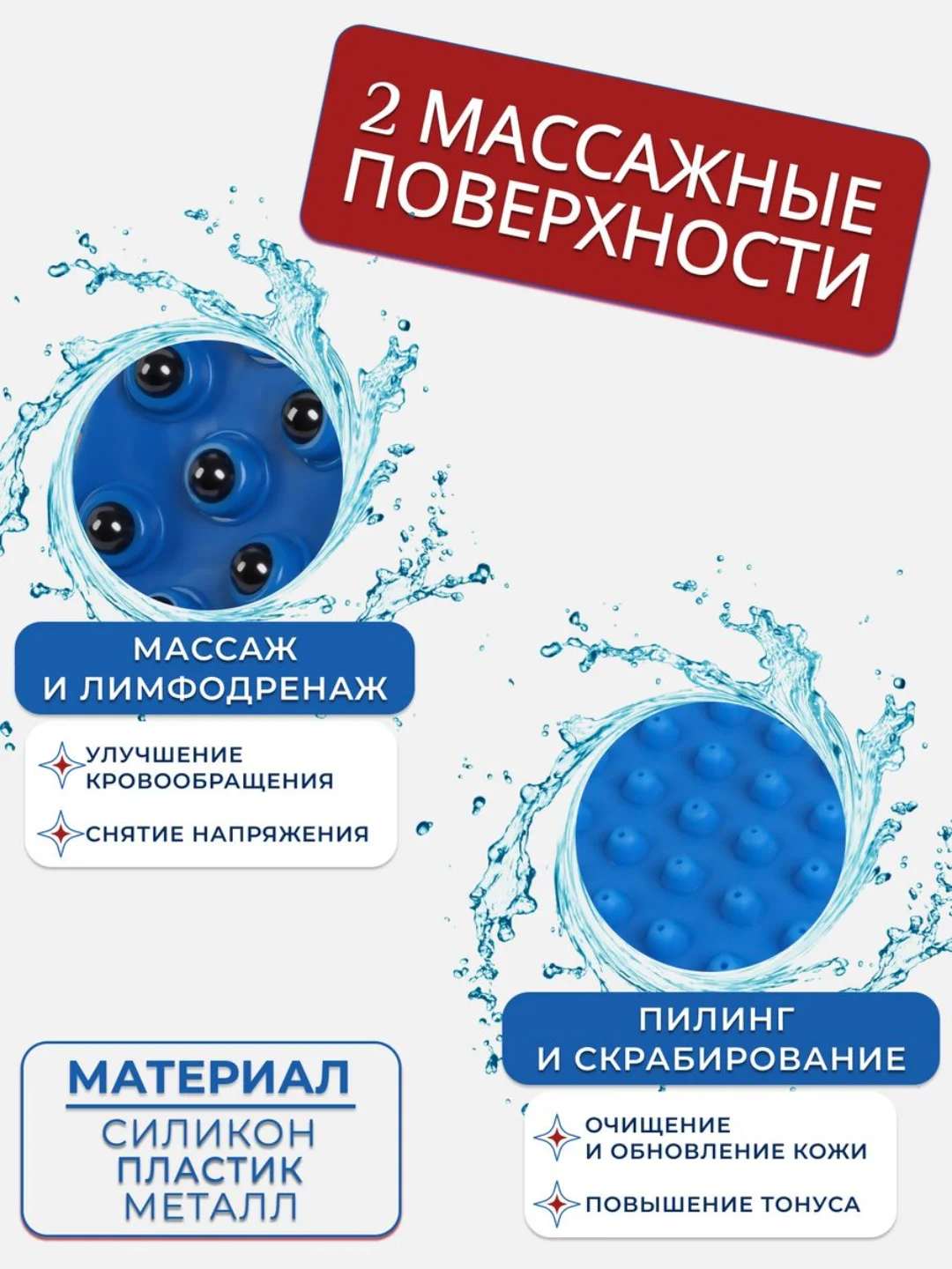 Синий антицеллюлитная массажная варежка мочалка с шариками