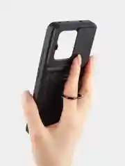 Черный чехол для Xiaomi 13T 13T Pro противоударный КАРТОФАН пластиковый с кольцом-магнитом шторка