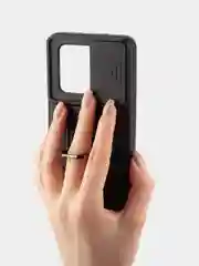 Черный чехол для Xiaomi 13T 13T Pro противоударный КАРТОФАН пластиковый с кольцом-магнитом шторка