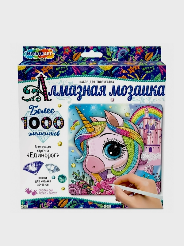 Игрушка Мультиарт Алмазная мозаика "Единорог"