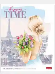 Тетрадь А5, 48 л. HATBER, скоба, клетка, матовая ламинация, Happy time (5 видов в спайке)