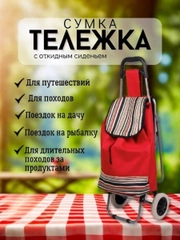 Сумка-тележка на колесах с откидным сиденьем для пожилых