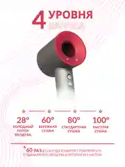 Тёмно-розовый фен Super Hair Dryer, для сушки и укладки волос, 5 в 1