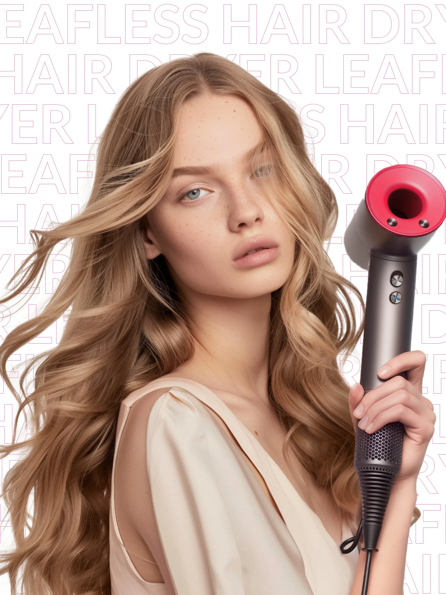 Тёмно-розовый фен Super Hair Dryer, для сушки и укладки волос, 5 в 1