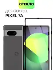 Прозрачный 1-2 шт защитное стекло для Pixel 7A прозрачное BROSCORP, олеофобное покрытие, черная рамка