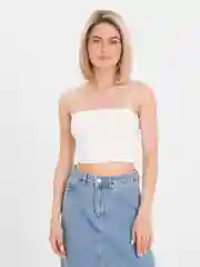 Белый топ на тонких бретелях, черный