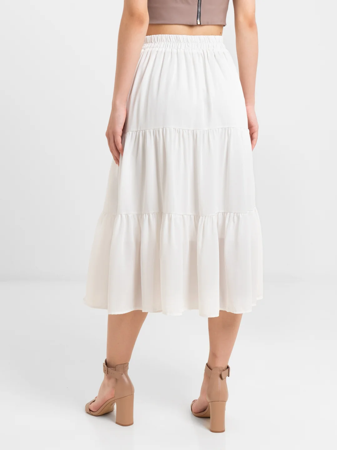Юбка миди белая, в стиле Boho