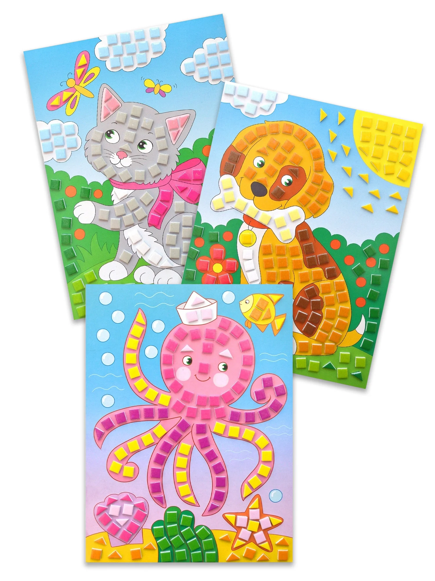 Разноцветная мозаика, 3 в 1, Котенок, Осьминог, Щенок, Дрофа-Медиа