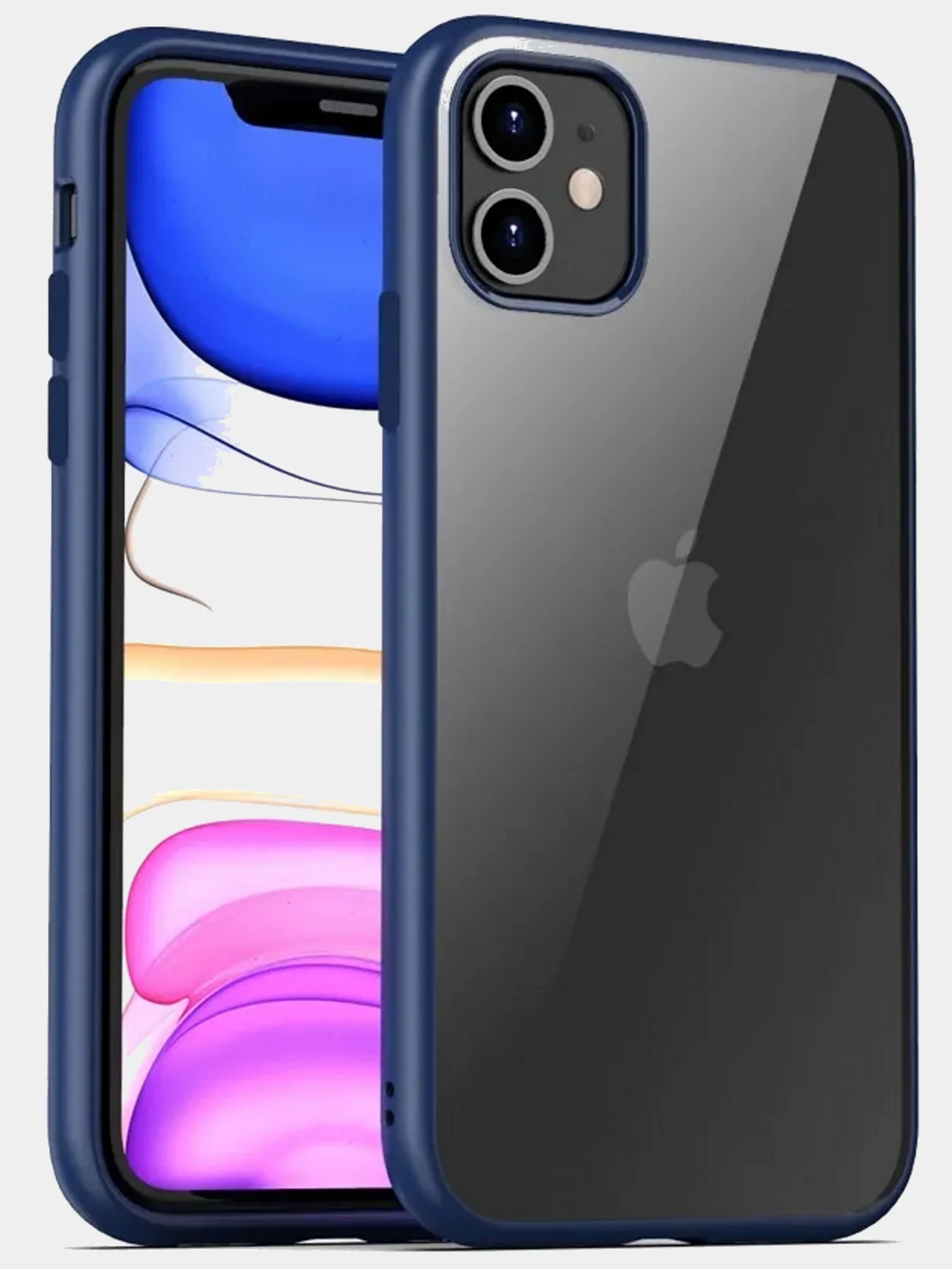 Темно-синий прозрачный чехол для IPhone 11 / Айфон 11 с силиконовым кантом Crystal Case