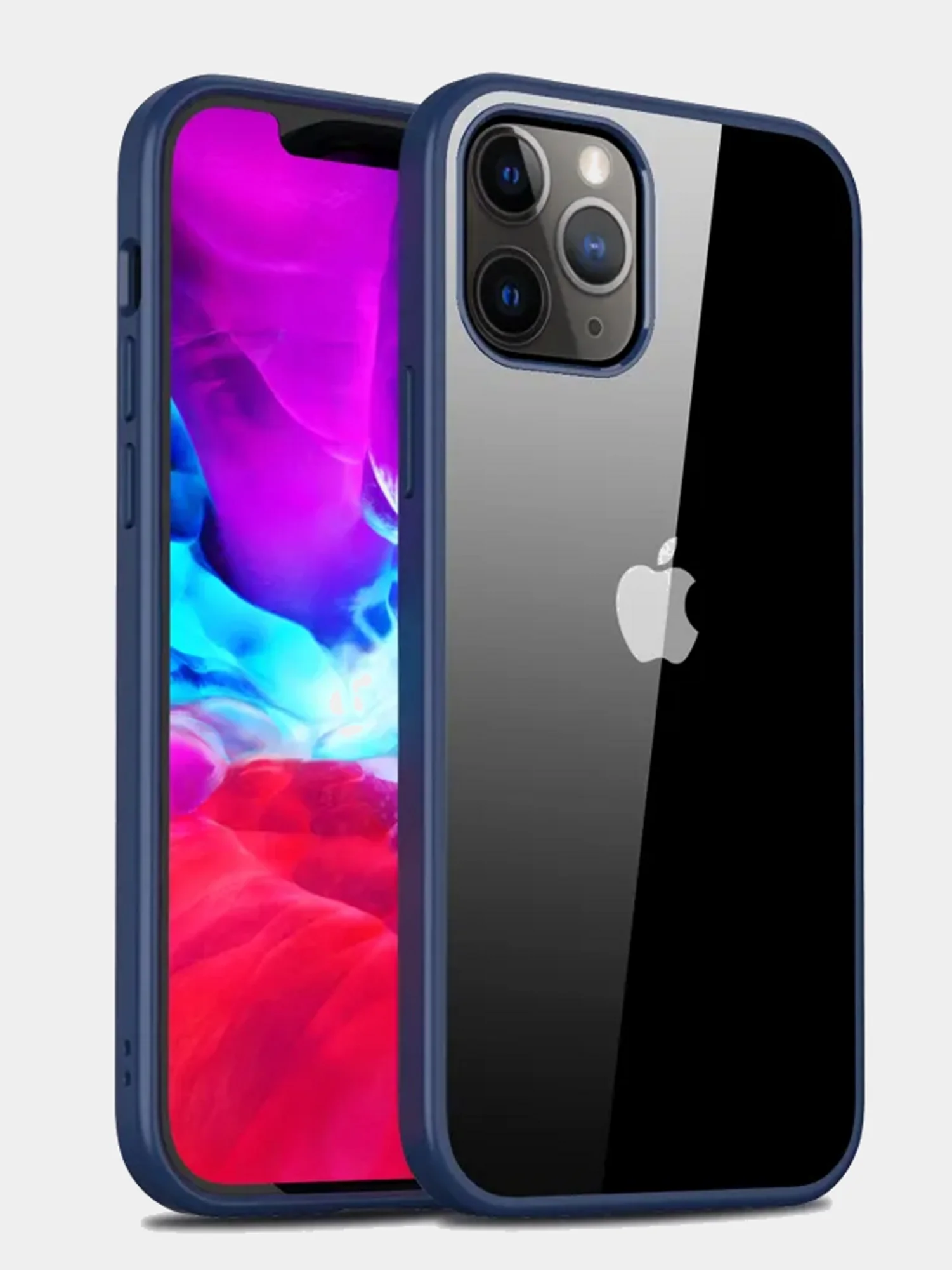 Темно-синий прозрачный чехол для Apple IPhone 12/12 Pro/12 Про Max с силиконовым кантом Crystal Case