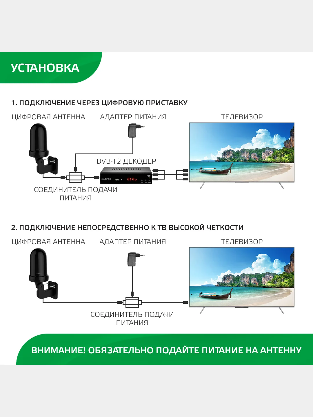 Уличная антенна с активным усилителем HARPER ADVB-2440 с монтажным комплектом в наборе
