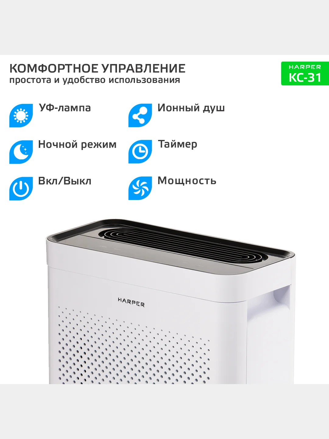 Очиститель воздуха для дома, ионизатор воздуха, Harper KC-31, гарантия 1 год