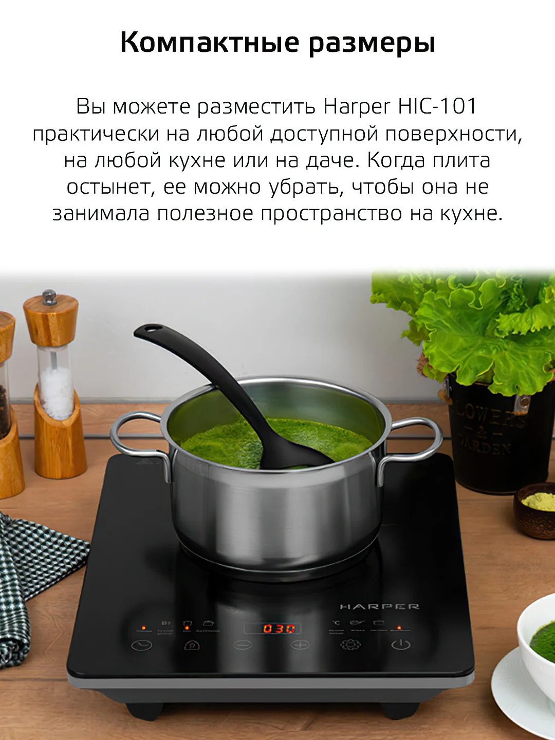 Черный индукционная плита HARPER HIC-101