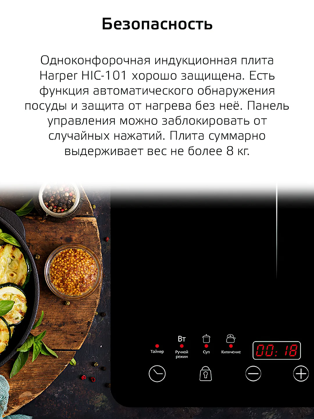 Черный индукционная плита HARPER HIC-101
