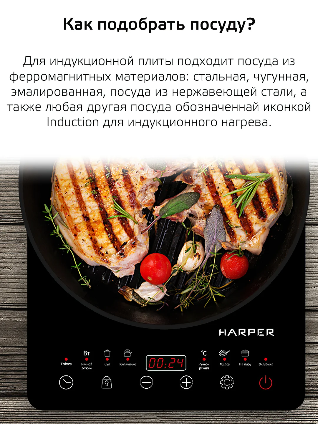 Черный индукционная плита HARPER HIC-101