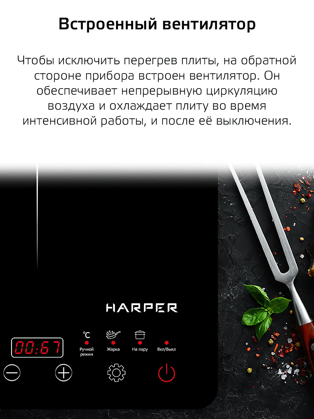 Черный индукционная плита HARPER HIC-101