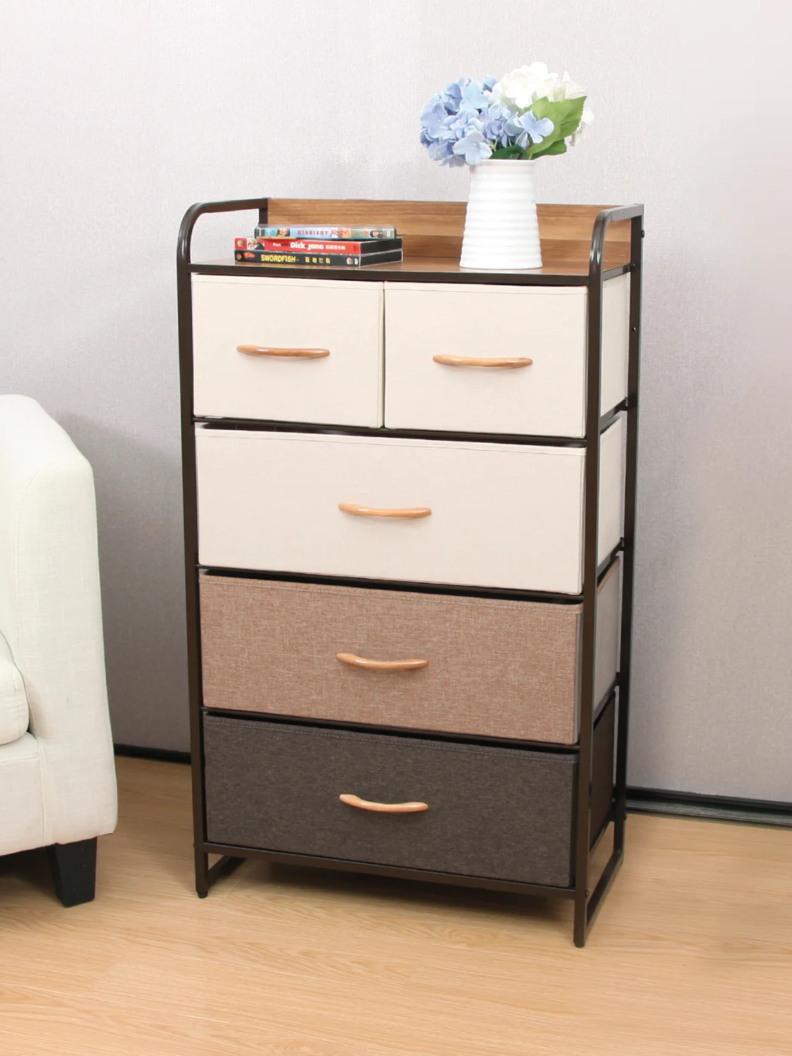 Комод для вещей для узких проходов Estares COMMOD 4F-5D-MIXBROWN-580x290x990,5 ящиков