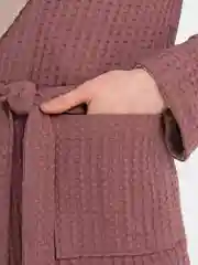 Коралловый меланж халат вафельный, унисекс