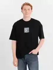 Черный футболка оверсайз "QR-код", унисекс, oversize,  T-Shirt с принтом, хлопок