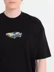 Черный футболка оверсайз "Машина 80-х", унисекс, OverSize T-Shirt с принтом, хлопок