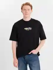 Черный футболка оверсайз "Машина 80-х", унисекс, OverSize T-Shirt с принтом, хлопок
