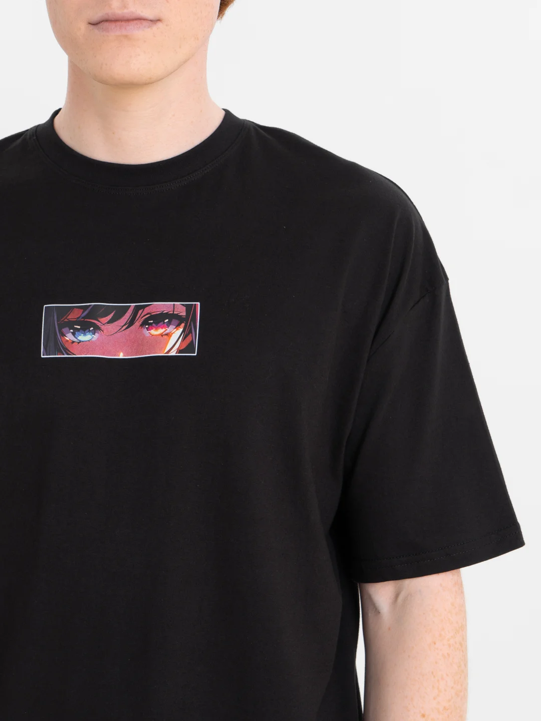 Черный футболка оверсайз "Аниме", унисекс, oversize, T-Shirt с принтом, хлопок