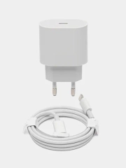 Зарядное устройство, 2 в 1, блок питания, 20W, с кабелем Type-C/Lightning, PD для iPhone 15