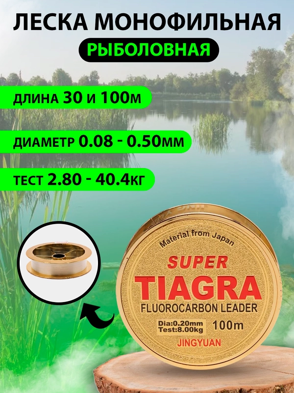 Леска рыболовная, 30 и 100 метров