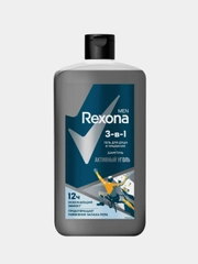 Гель для душа и умывания, шампунь 3в1 REXONA MEN "Активный уголь", 750 мл