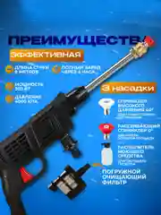 Автомобильная мойка для авто /Минимойка на аккумуляторе/ Мойка высокого давления